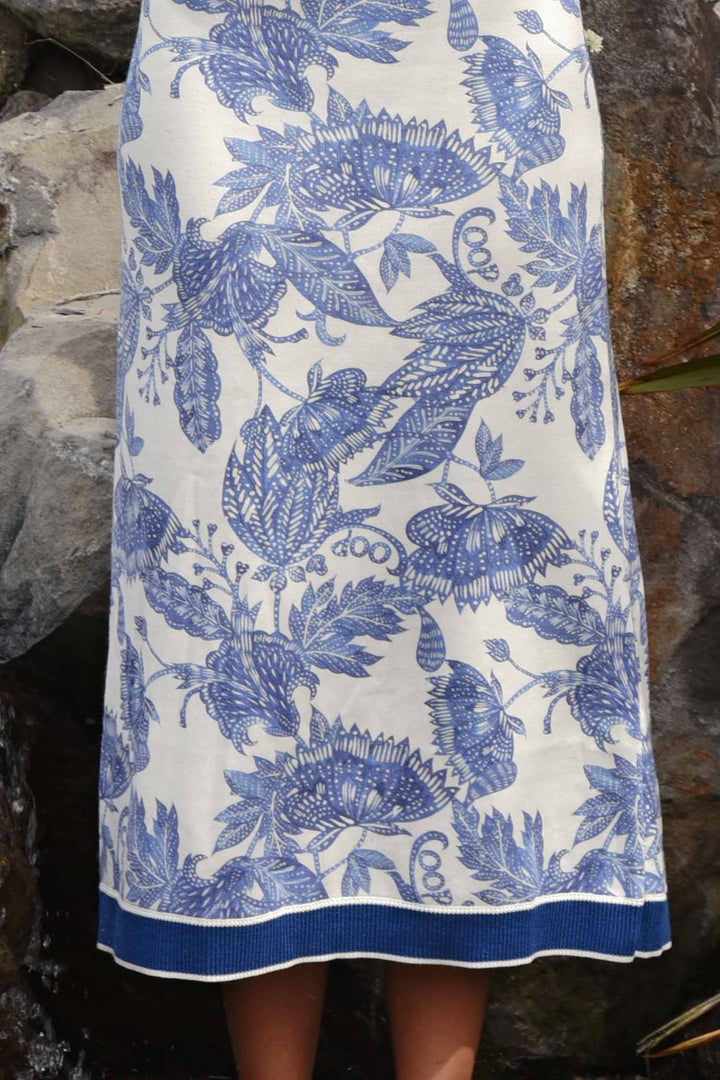 Bleu Print Skirt in Blue &amp; White