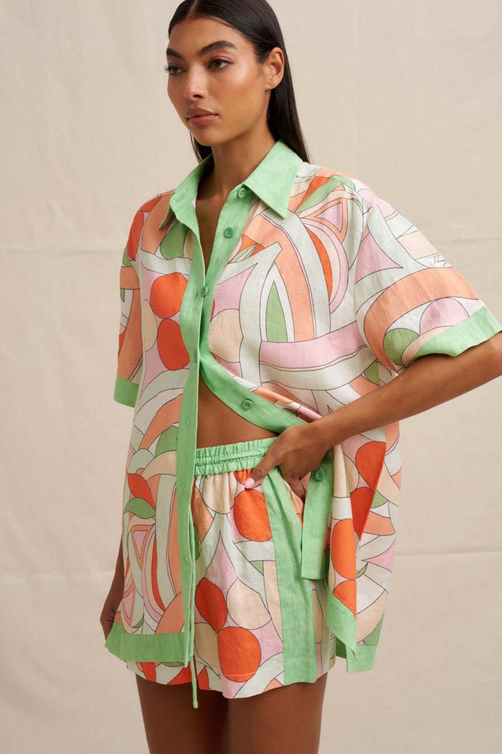 Bloomtide Mini Short in Green Peach