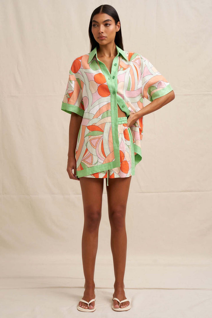 Bloomtide Sun Shirt in Green Peach