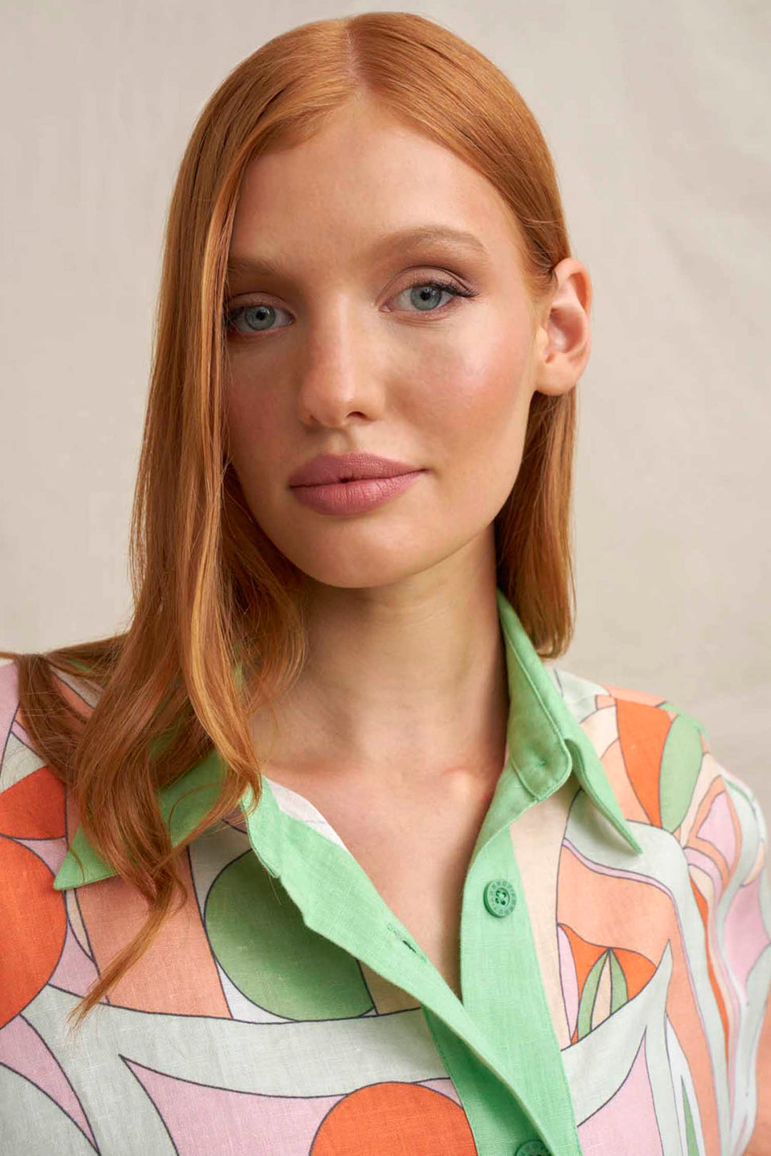 Bloomtide Sun Shirt in Green Peach