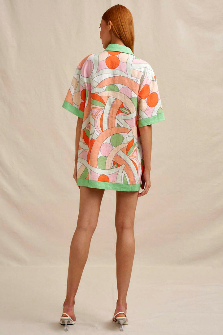 Bloomtide Sun Shirt in Green Peach