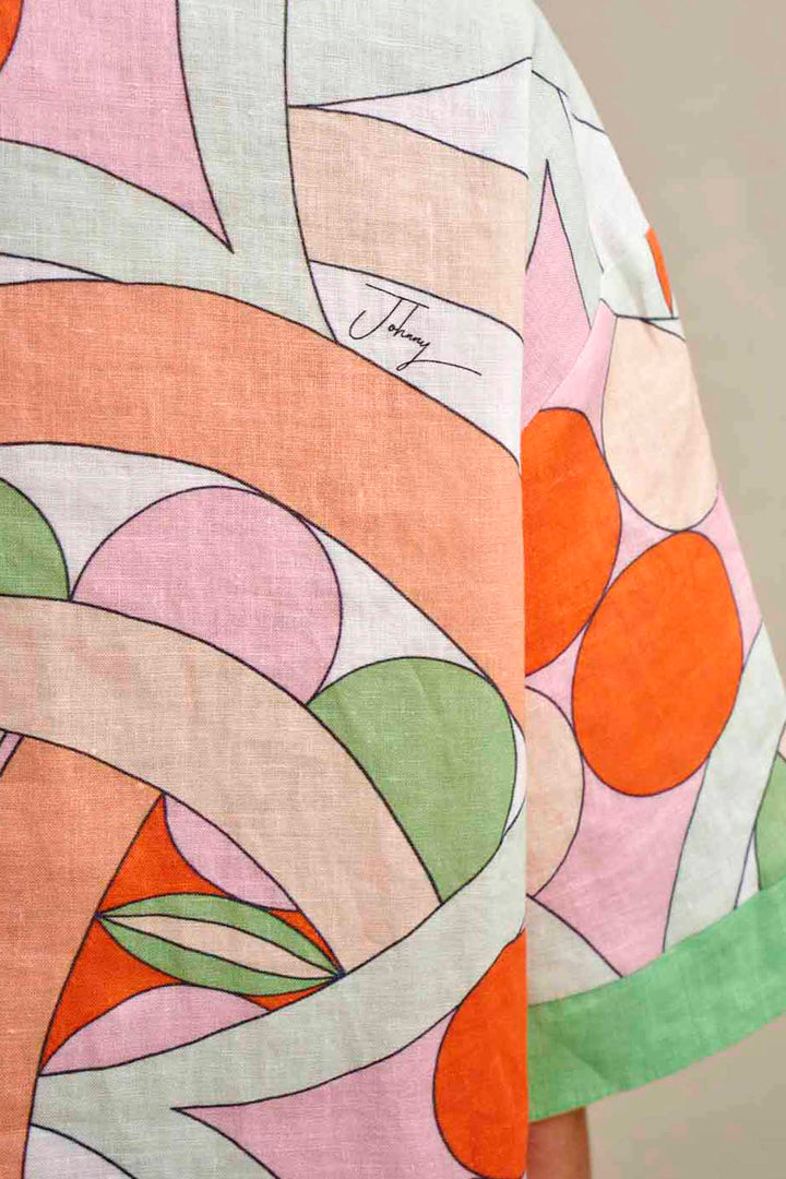 Bloomtide Sun Shirt in Green Peach