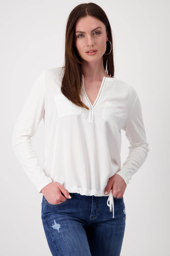 Blouse Shirt with Rhinestones
