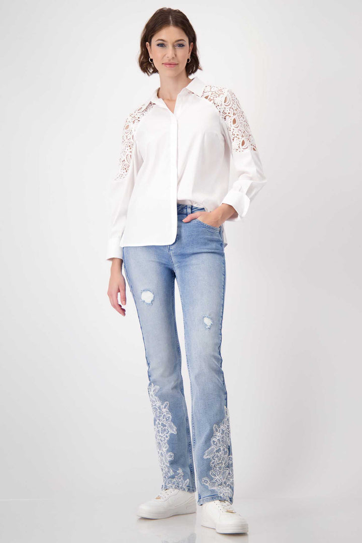 Blouse w Lace Shoulder Detail