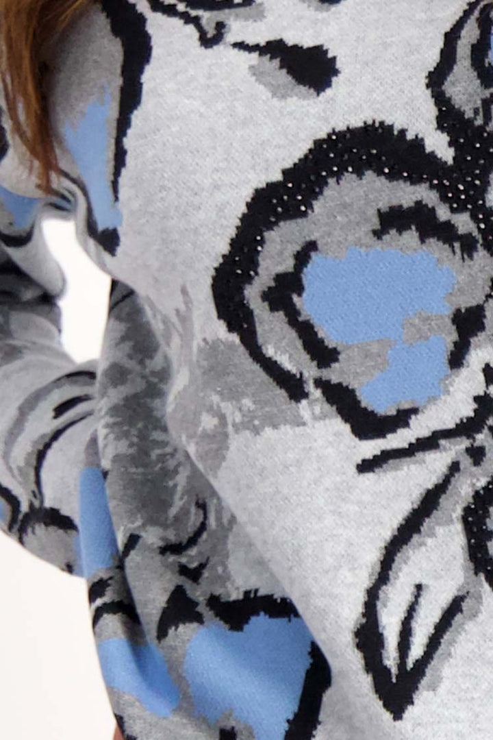 Blue Flowers Jacquard Sweater | FINAL SALE