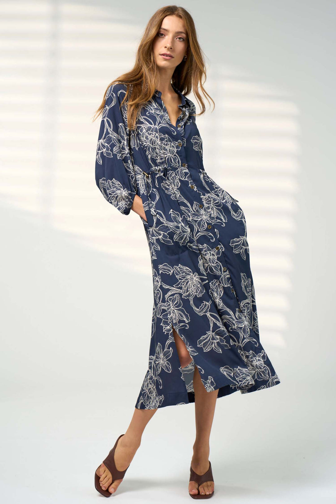 Blueprint Shirt Dress in Navy