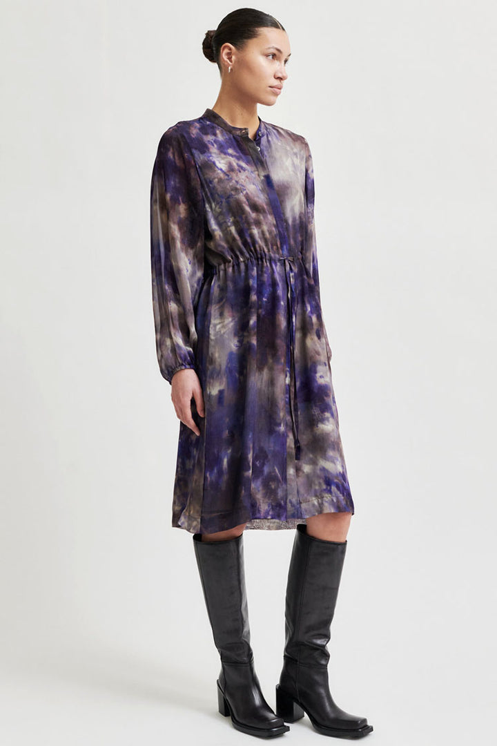 Blurry Tie Dye Shirtdress in Day Break