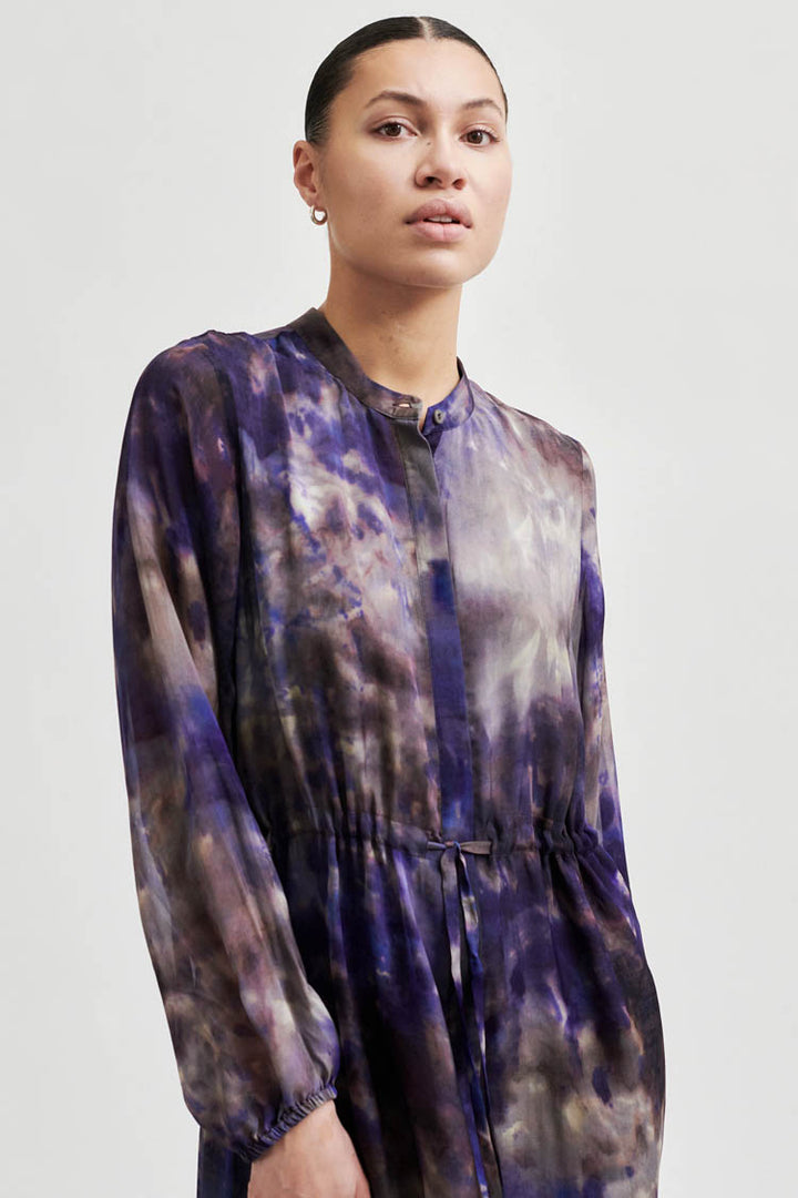 Blurry Tie Dye Shirtdress in Day Break