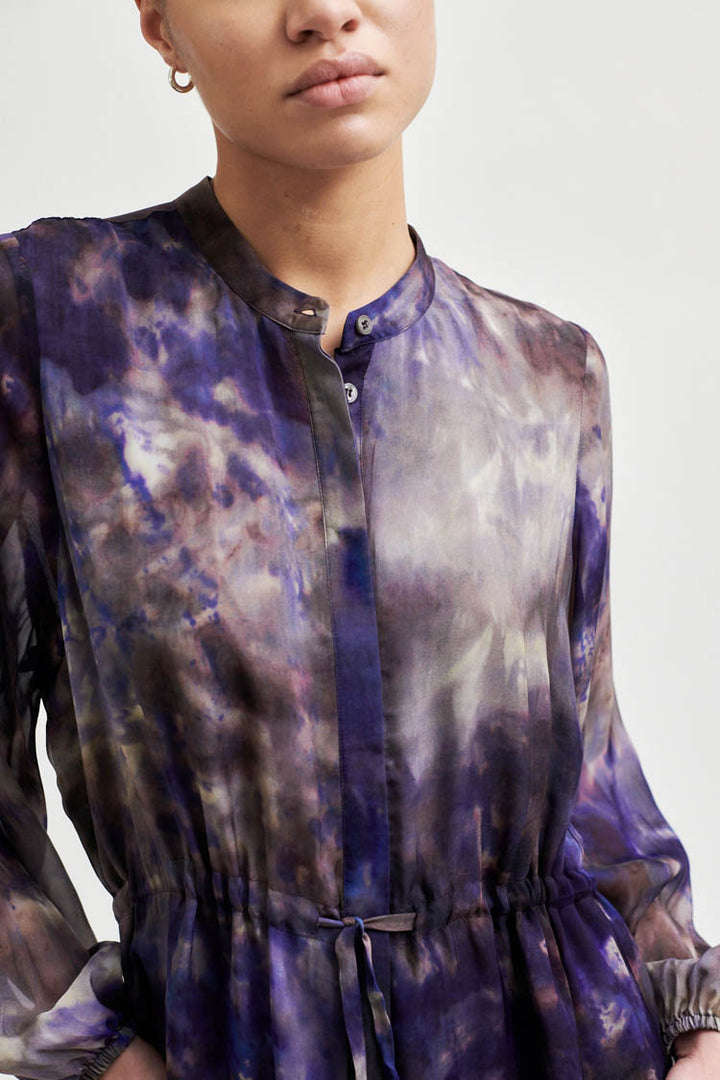 Blurry Tie Dye Shirtdress in Day Break
