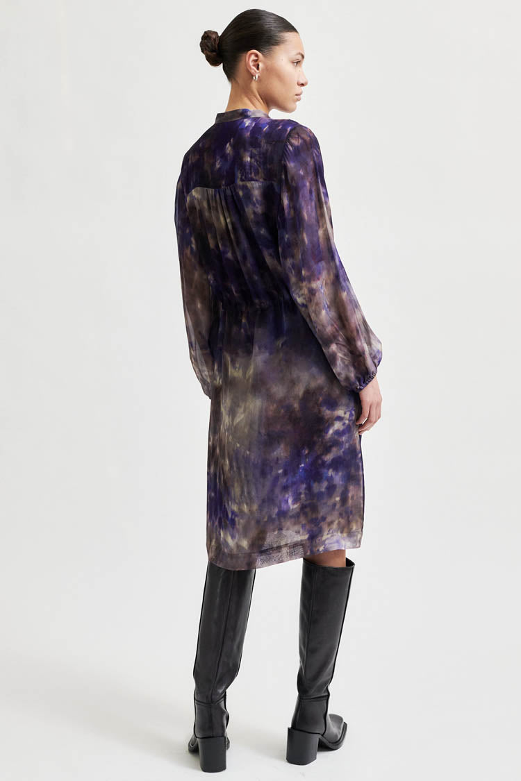 Blurry Tie Dye Shirtdress in Day Break