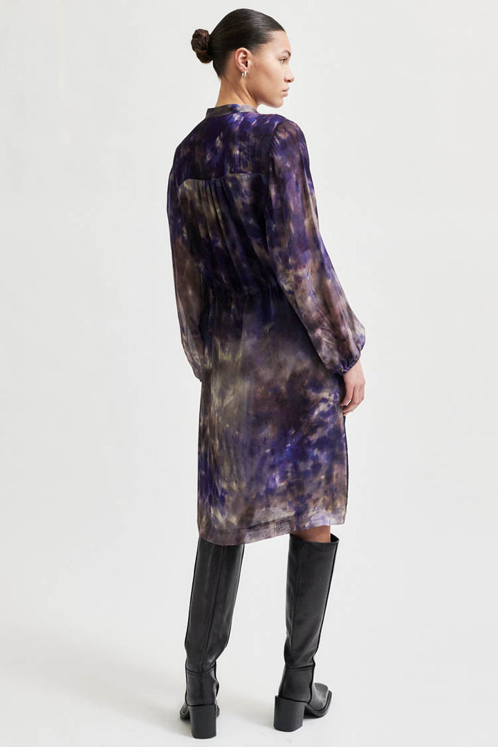 Blurry Tie Dye Shirtdress in Day Break
