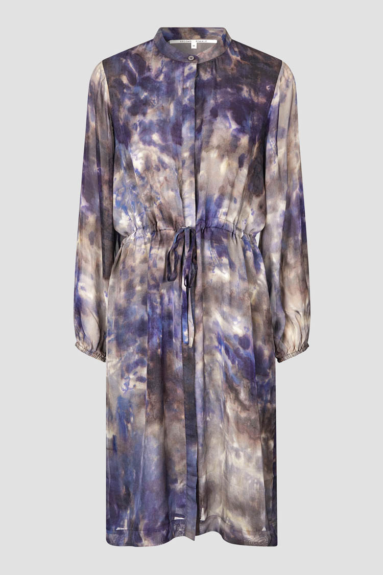 Blurry Tie Dye Shirtdress in Day Break