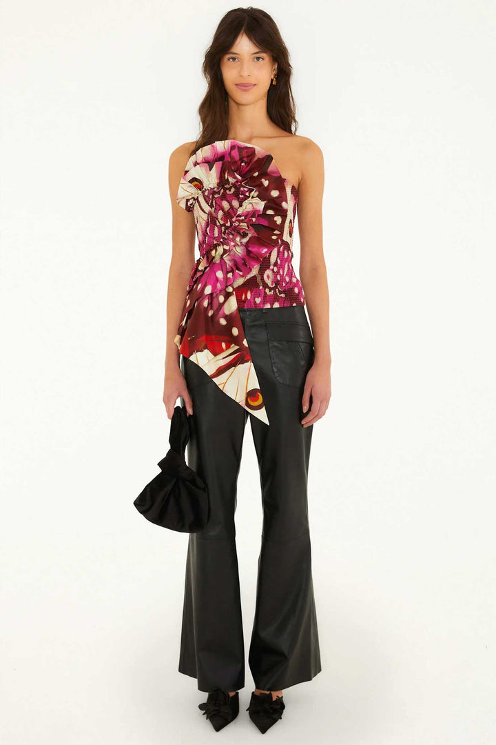 Borbofly Red Smocked Strapless Top