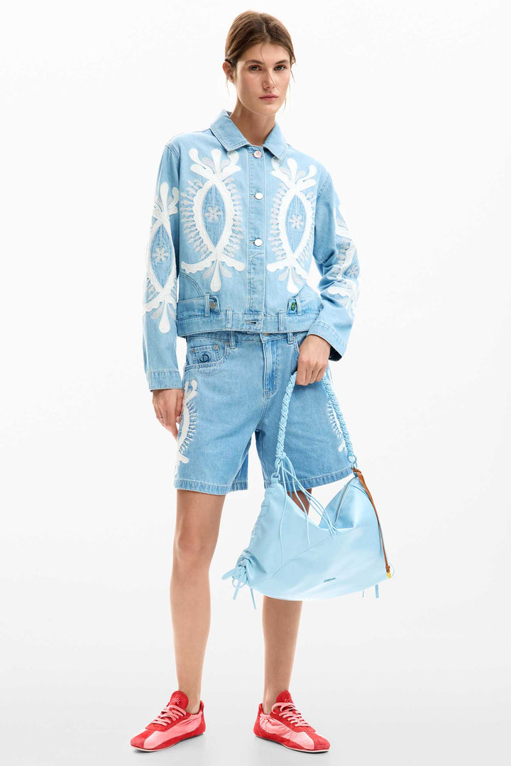 Border Denim Jacket in Medium Wash