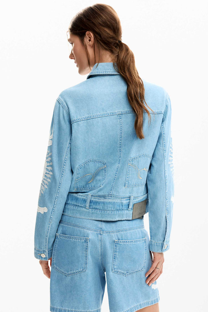 Border Denim Jacket in Medium Wash