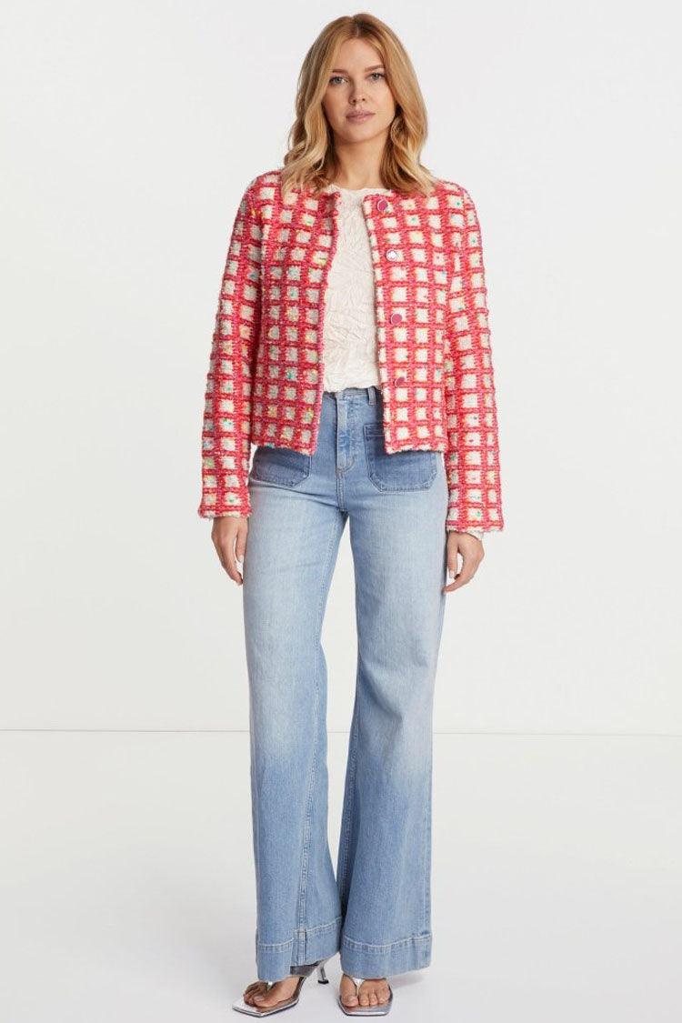 Boucle Check Jacket in Red Pink | FINAL SALE