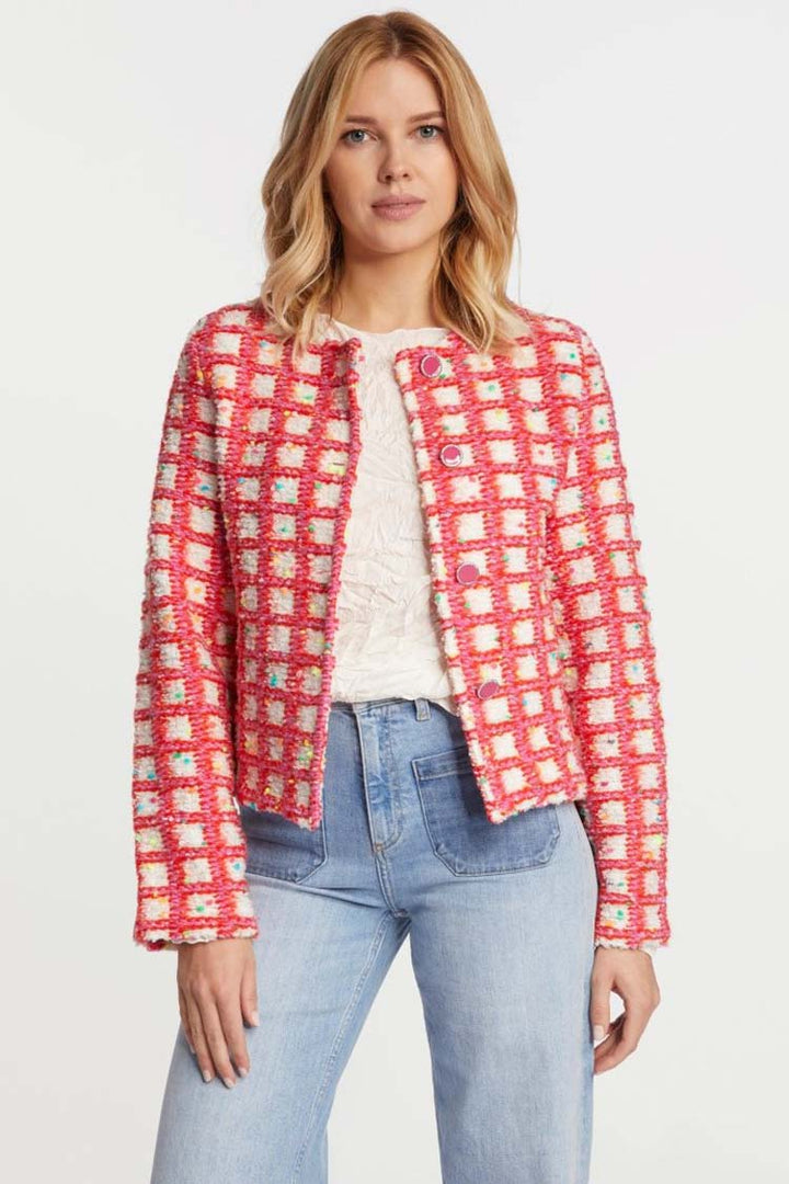 Boucle Check Jacket in Red Pink | FINAL SALE