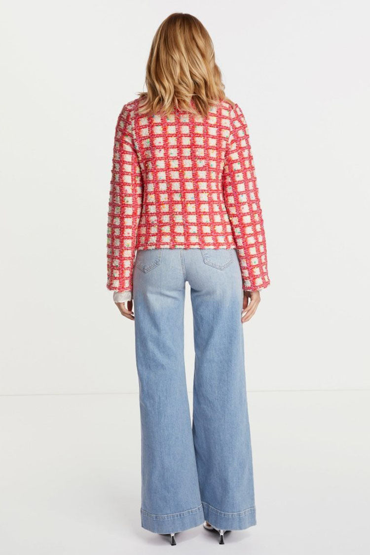 Boucle Check Jacket in Red Pink | FINAL SALE