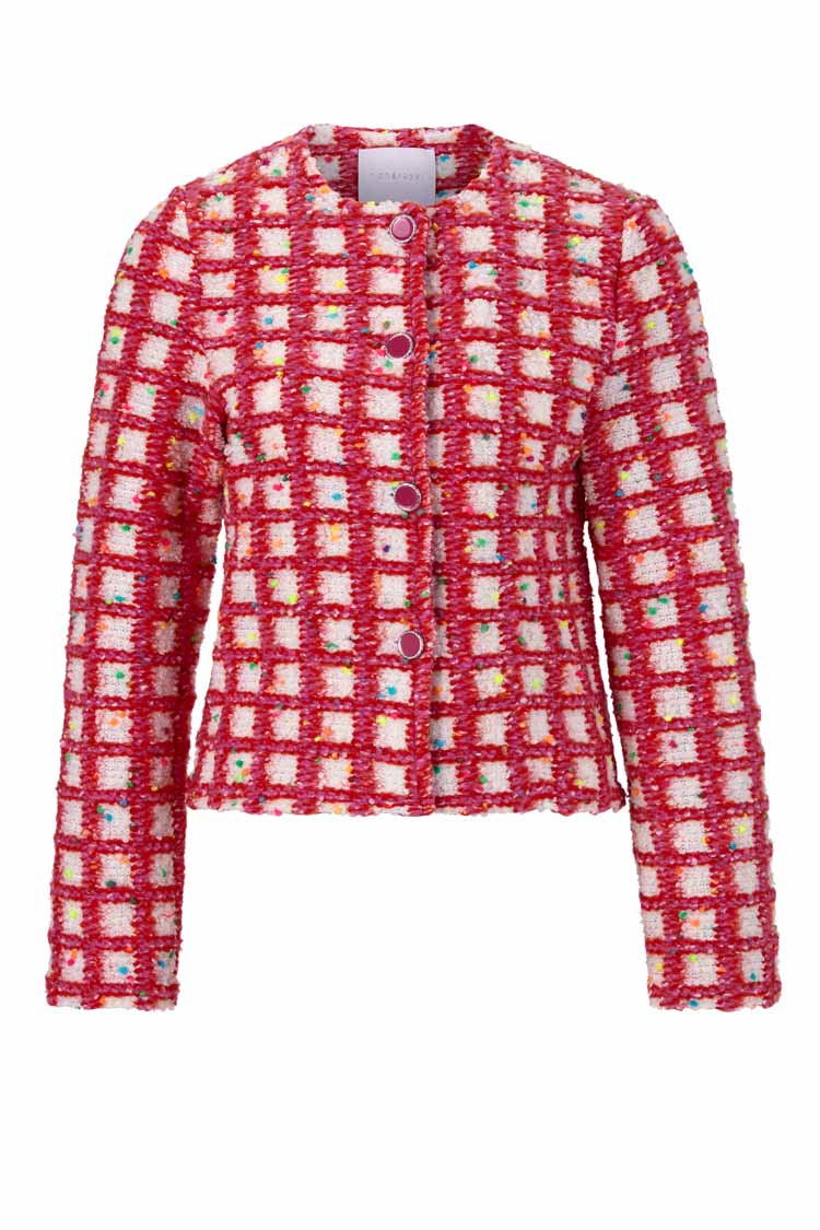 Boucle Check Jacket in Red Pink | FINAL SALE