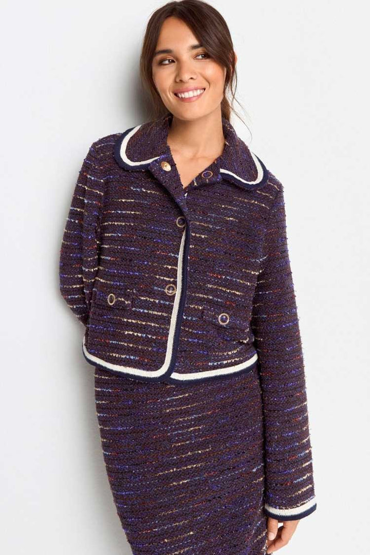Boucle Jacket with Puff Collar