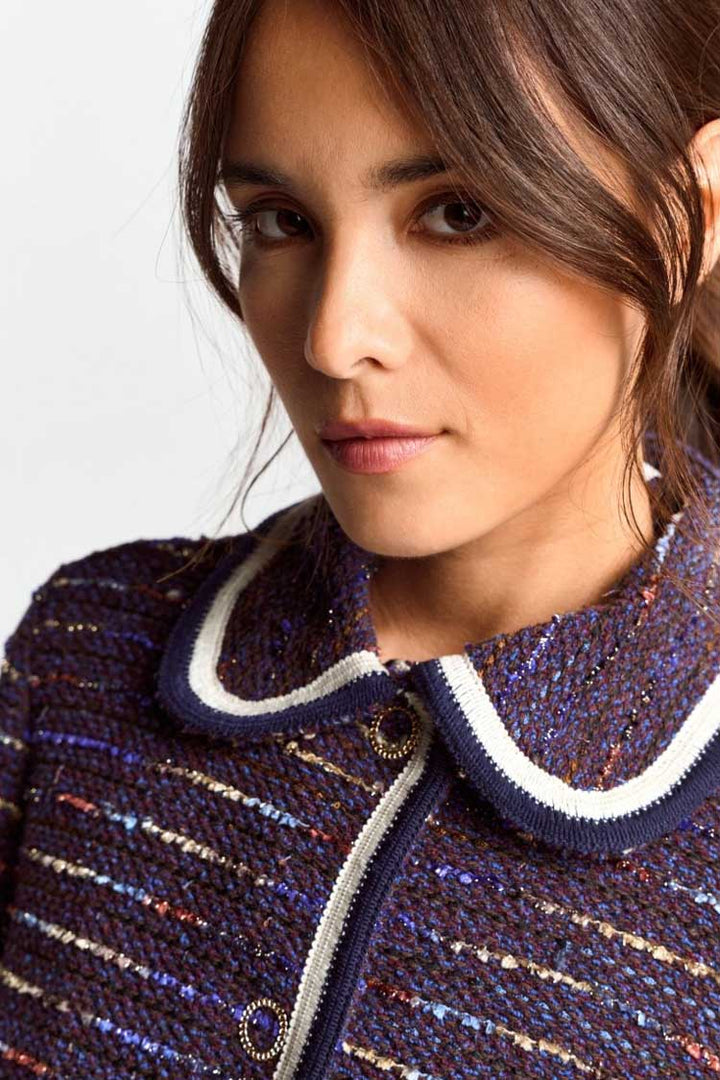 Boucle Jacket with Puff Collar