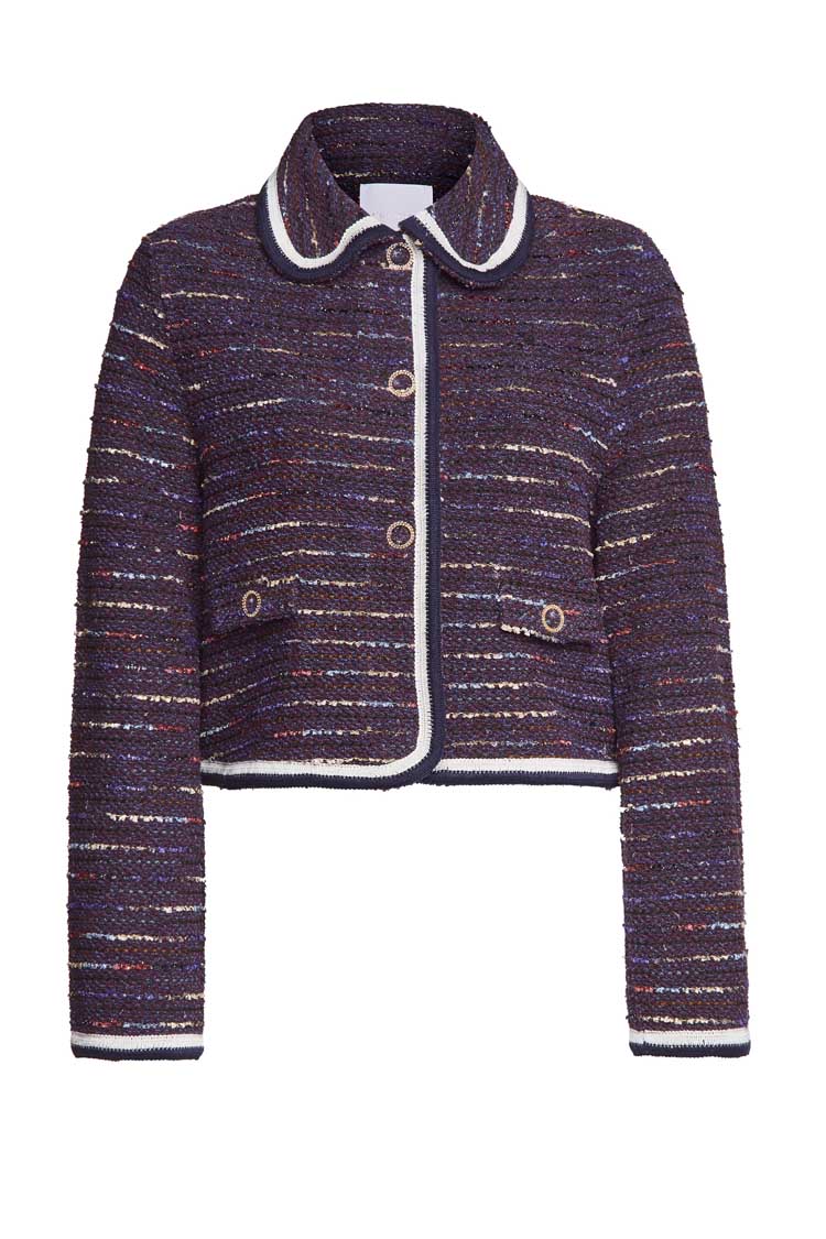 Boucle Jacket with Puff Collar