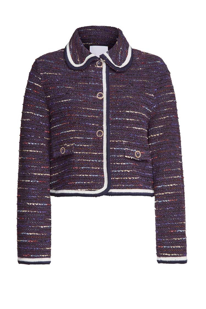 Boucle Jacket with Puff Collar