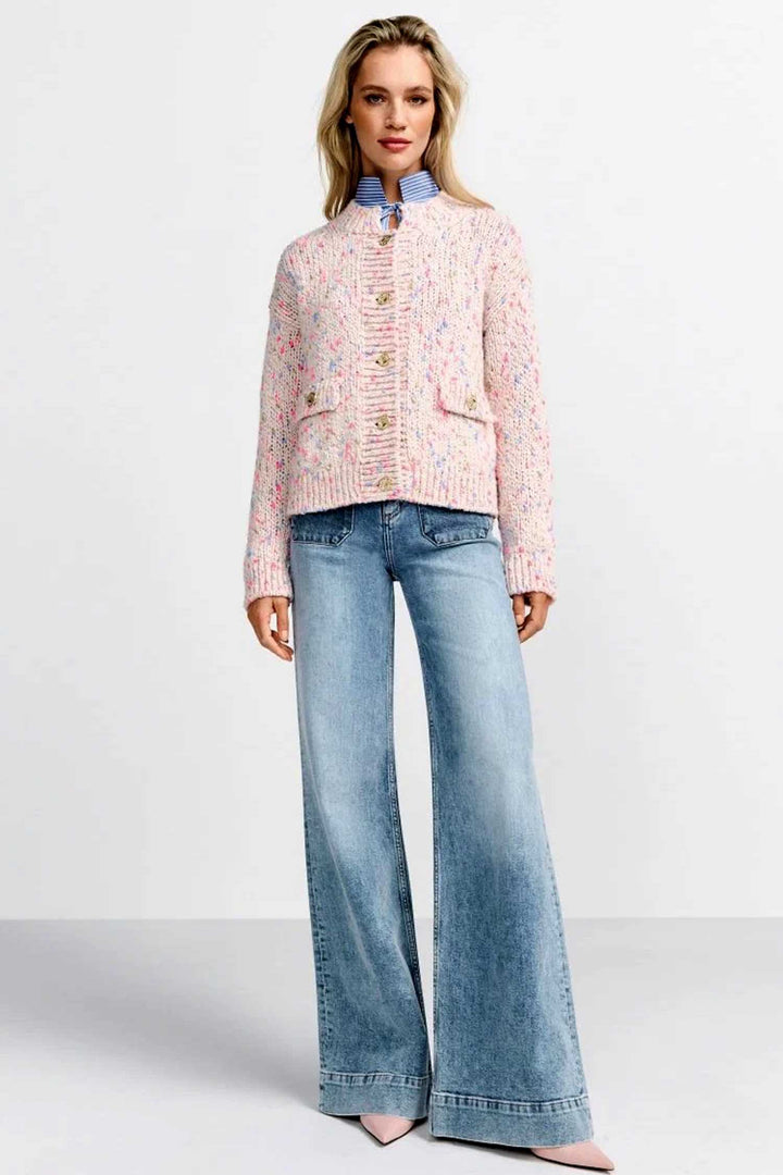 Boucle Knit Cardigan in Pearl White