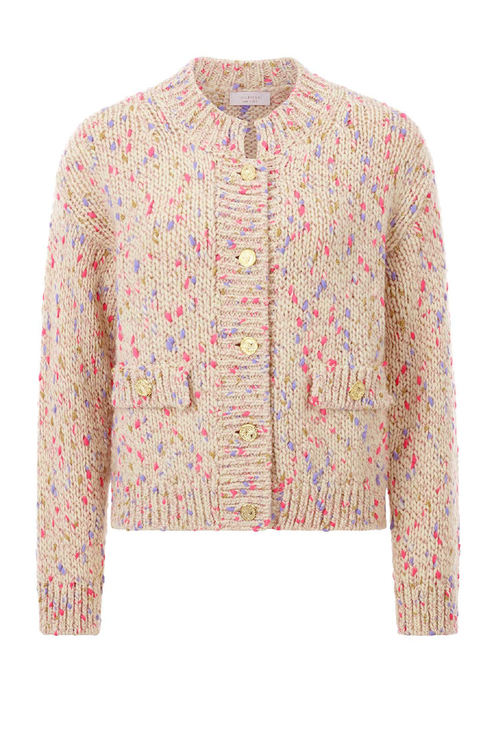 Boucle Knit Cardigan in Pearl White