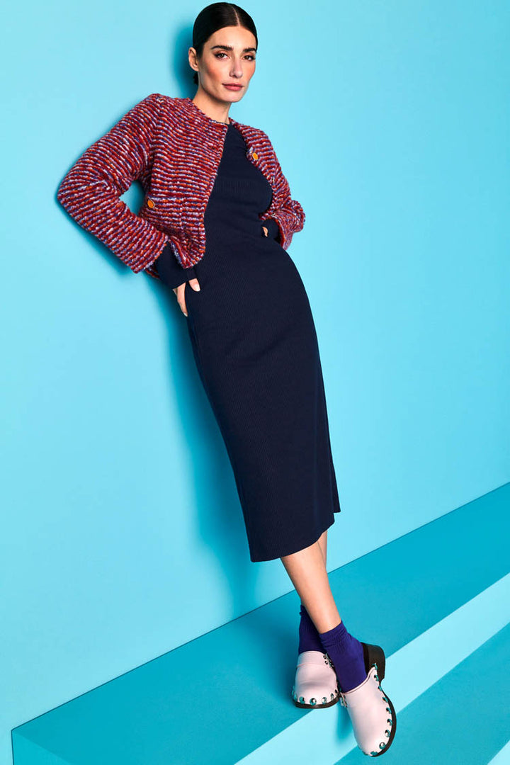 Boucle Light Wool Jacket in Red | FINAL SALE