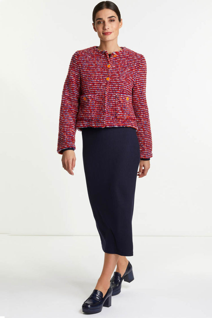 Boucle Light Wool Jacket in Red | FINAL SALE