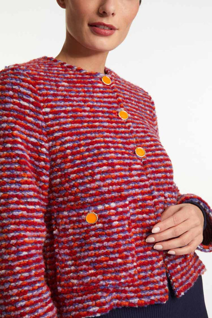 Boucle Light Wool Jacket in Red | FINAL SALE