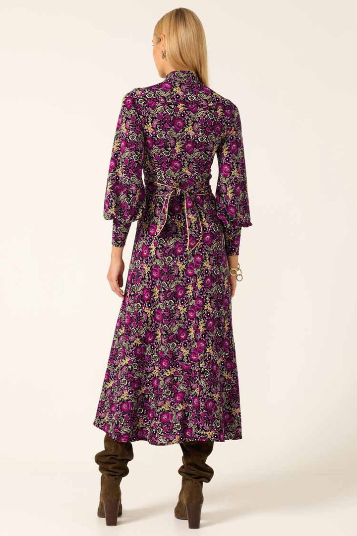 Bouquet Midi Dress in Plum Flower