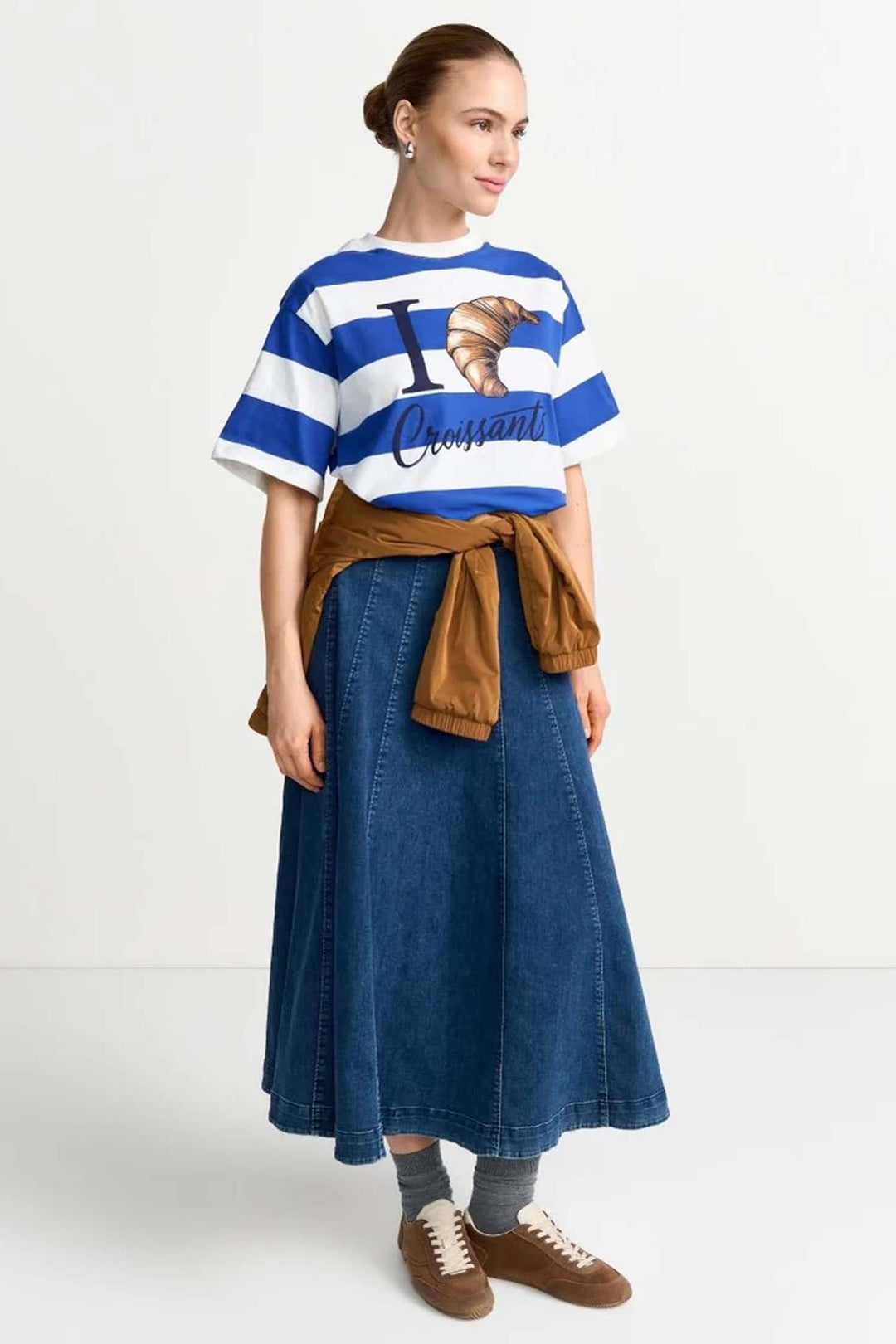 Boxy Striped Shirt Croissant in Royal Blue