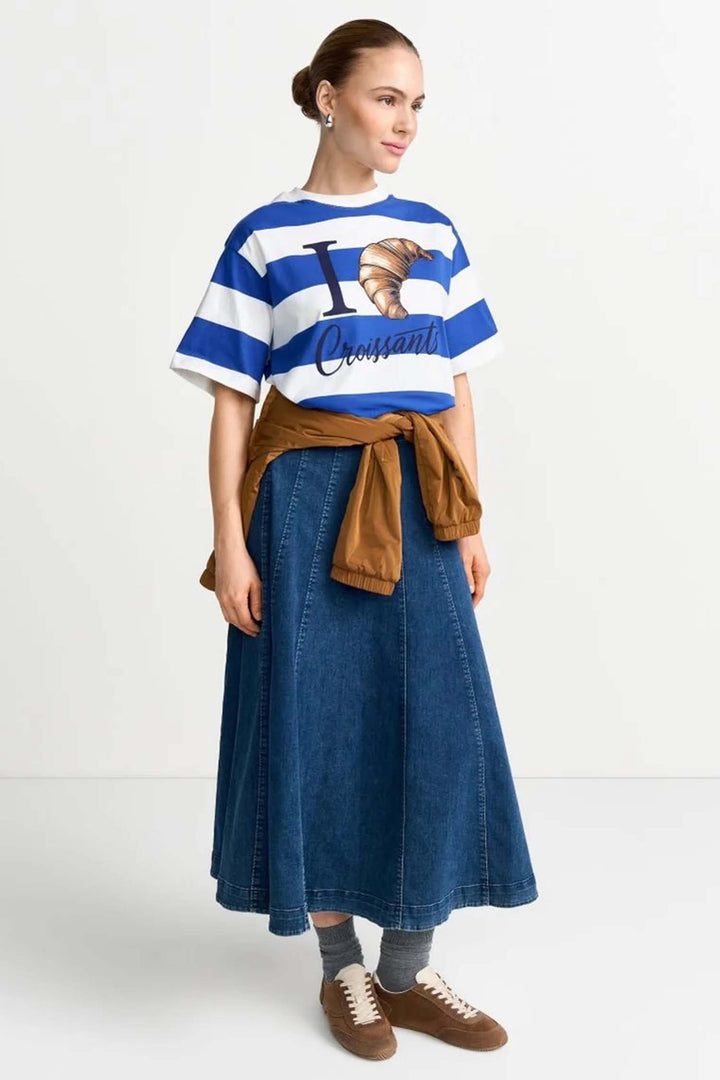 Boxy Striped Shirt Croissant in Royal Blue