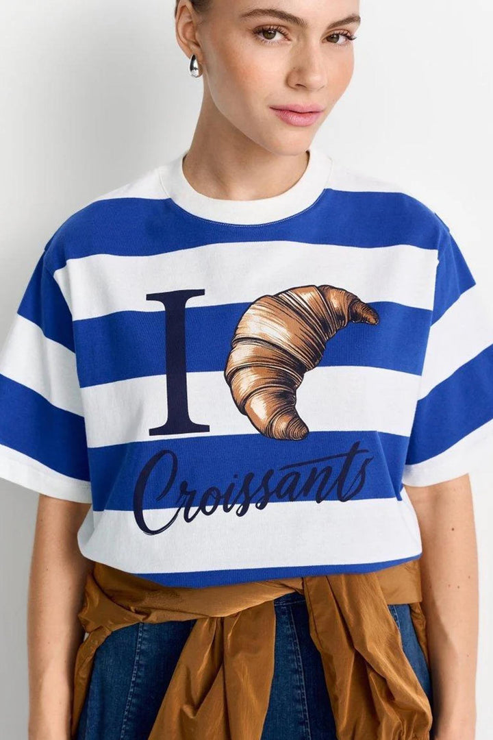 Boxy Striped Shirt Croissant in Royal Blue
