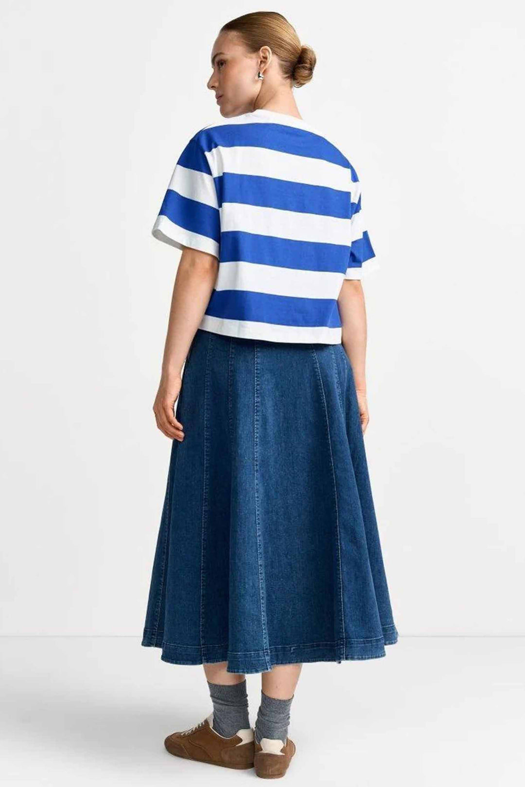 Boxy Striped Shirt Croissant in Royal Blue