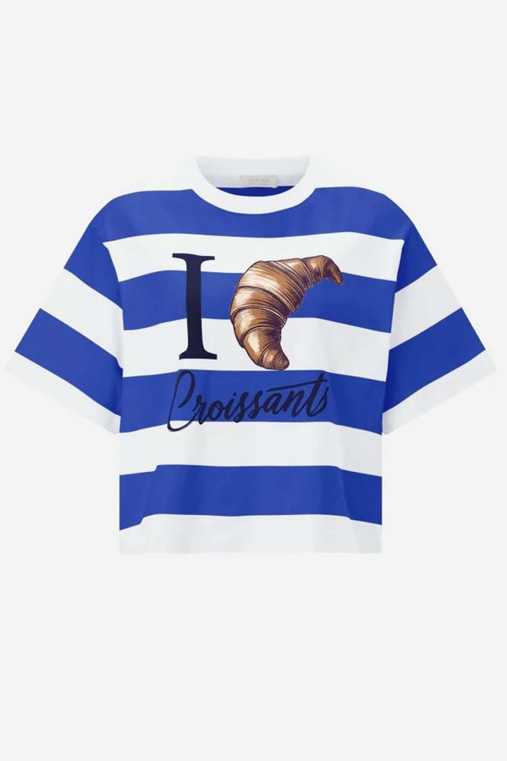 Boxy Striped Shirt Croissant in Royal Blue