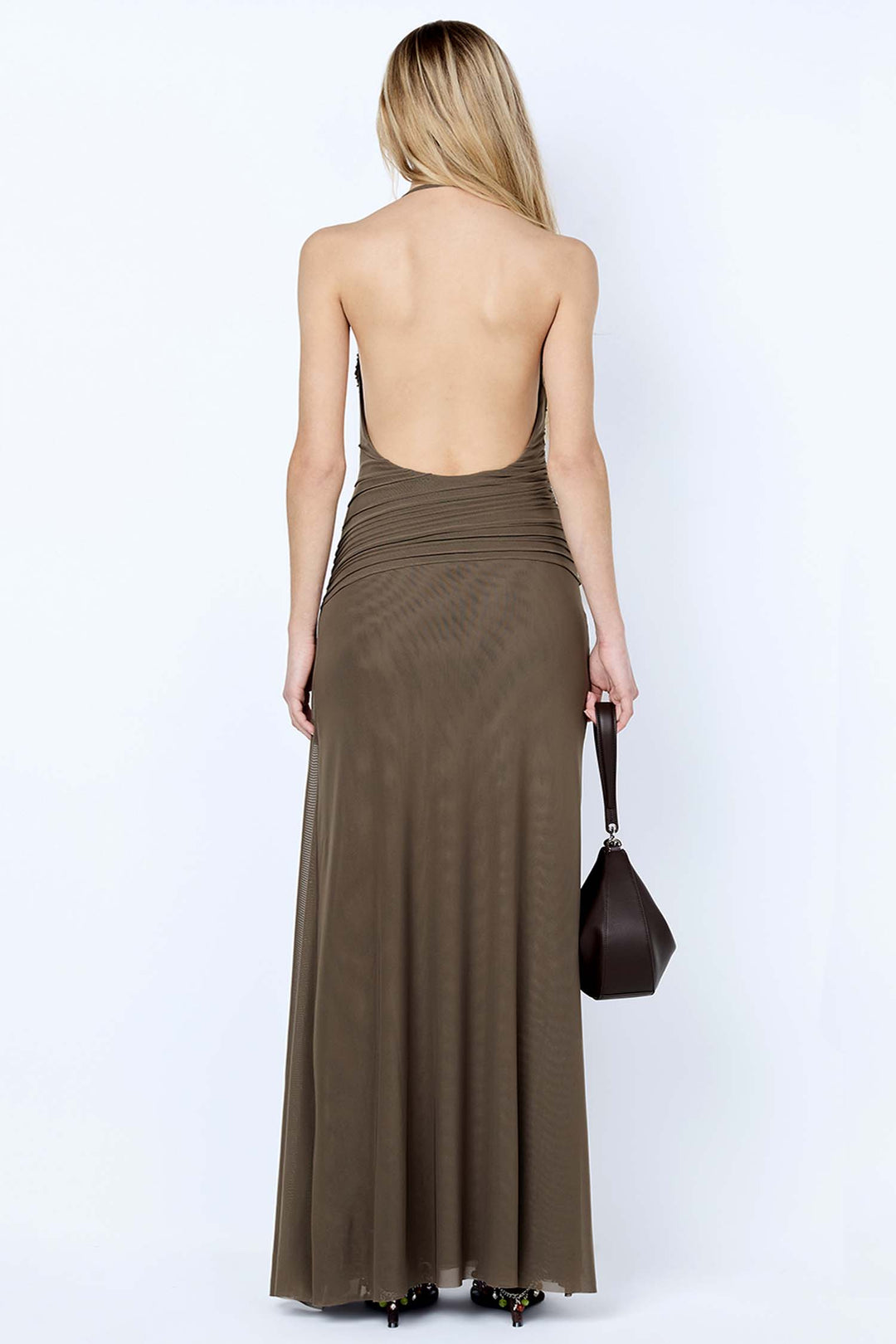 Brenna Pintuck Maxi Dress in Khaki