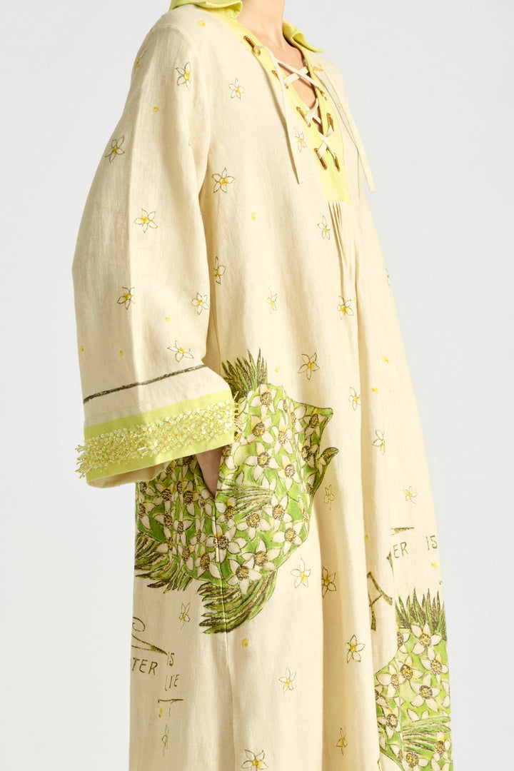 Brightside Lace Up Kaftan in Daiquiri