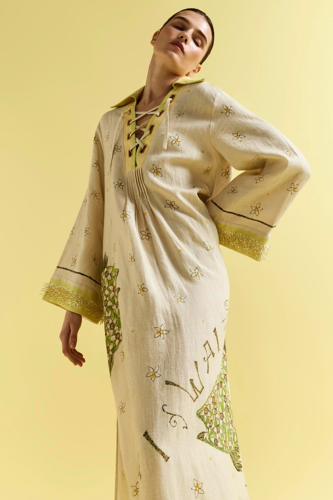 Brightside Lace Up Kaftan in Daiquiri