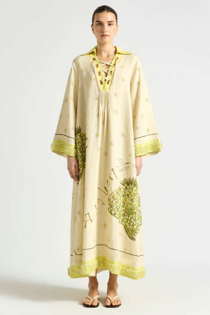 Brightside Lace Up Kaftan in Daiquiri