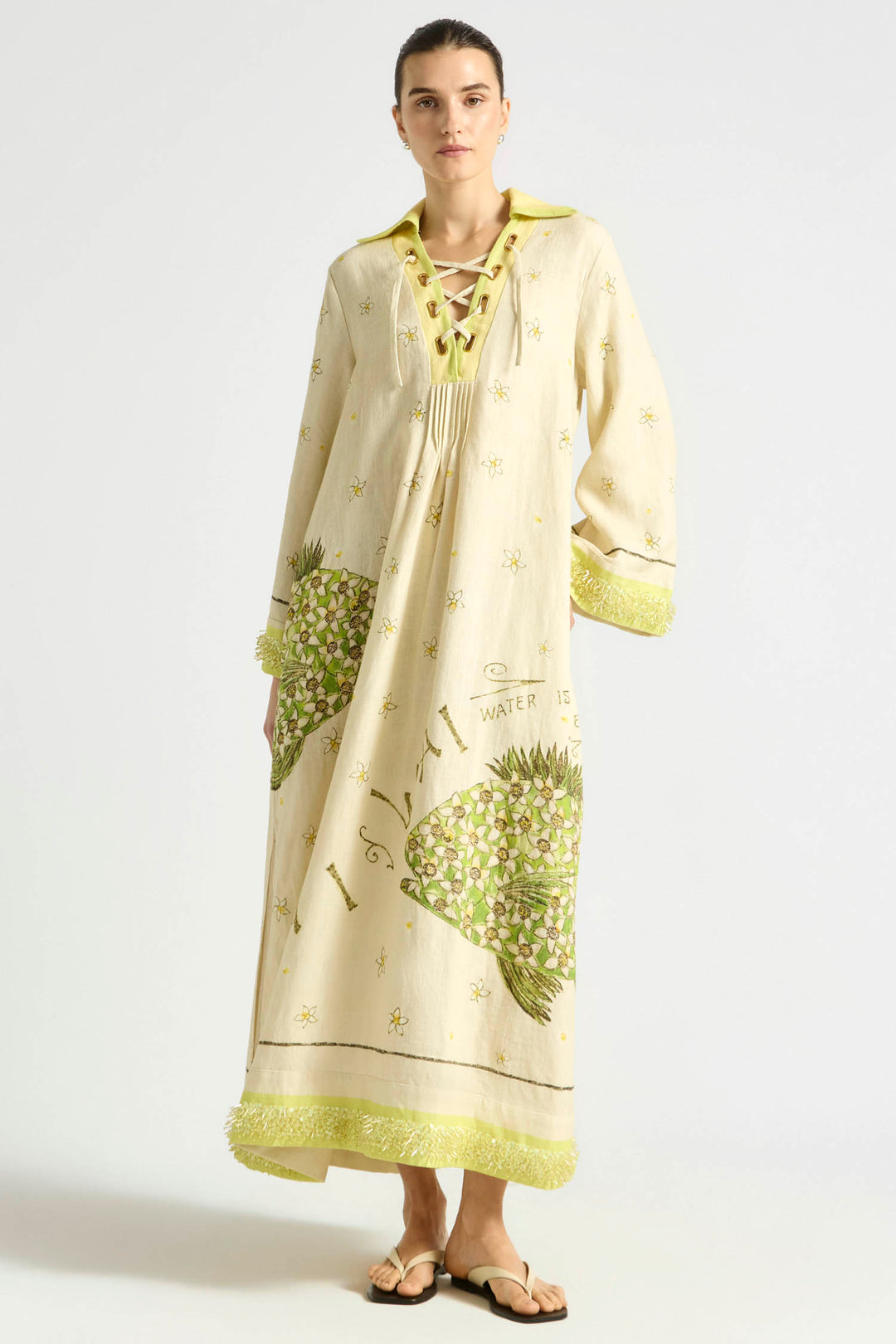 Brightside Lace Up Kaftan in Daiquiri