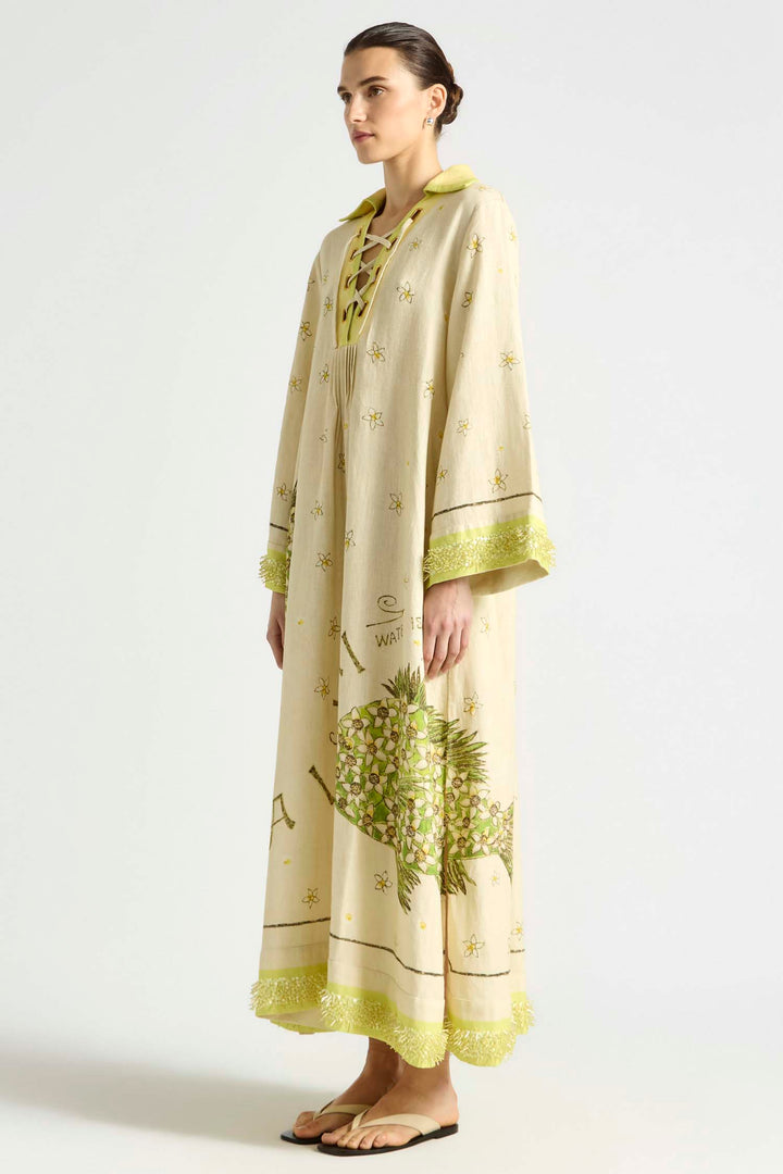 Brightside Lace Up Kaftan in Daiquiri