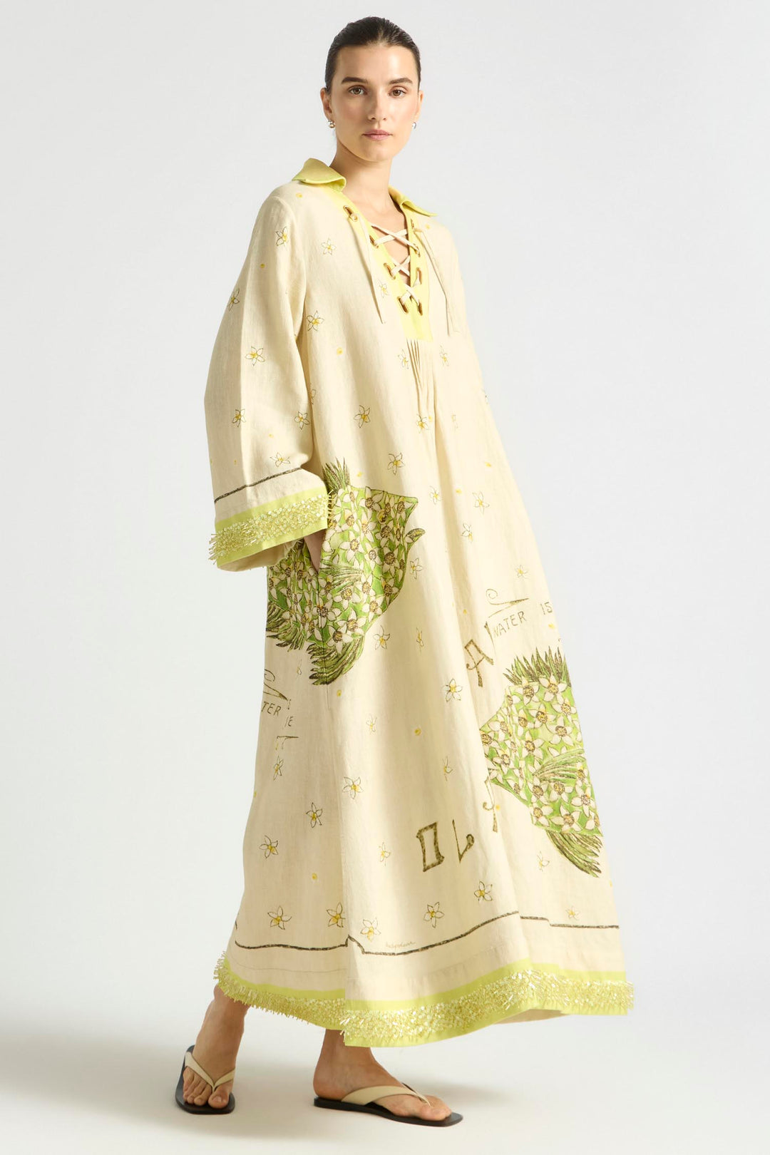 Brightside Lace Up Kaftan in Daiquiri