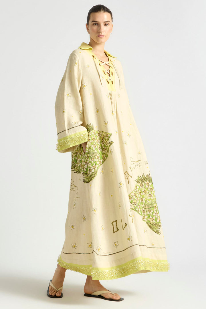 Brightside Lace Up Kaftan in Daiquiri