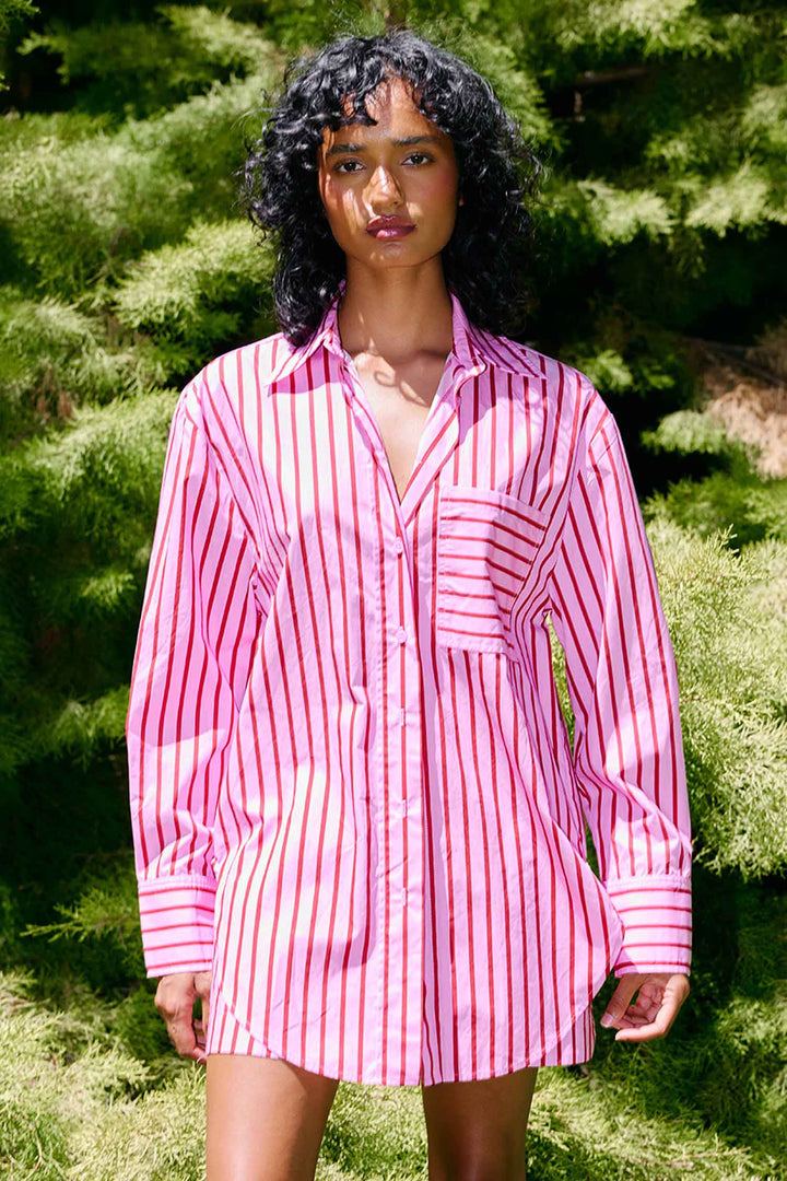 Buddy Shirt in Magenta Stripe