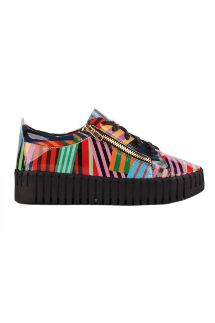 Bump Stripe Patent Leather Sneakers