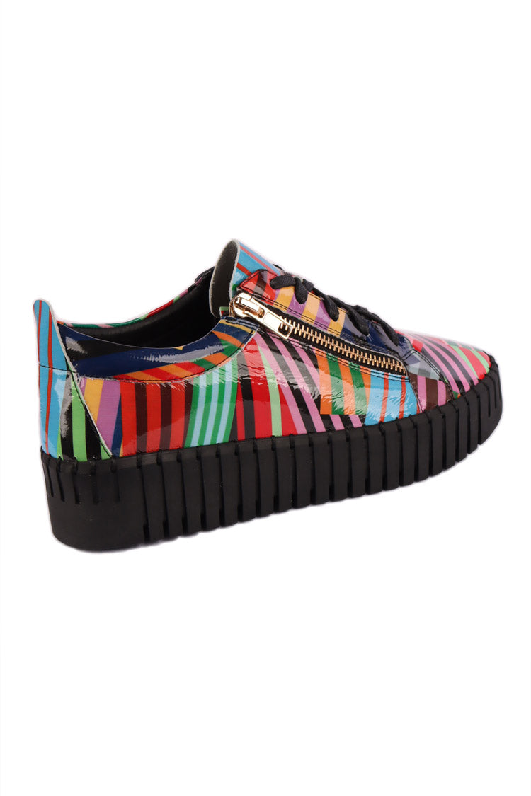 Bump Stripe Patent Leather Sneakers
