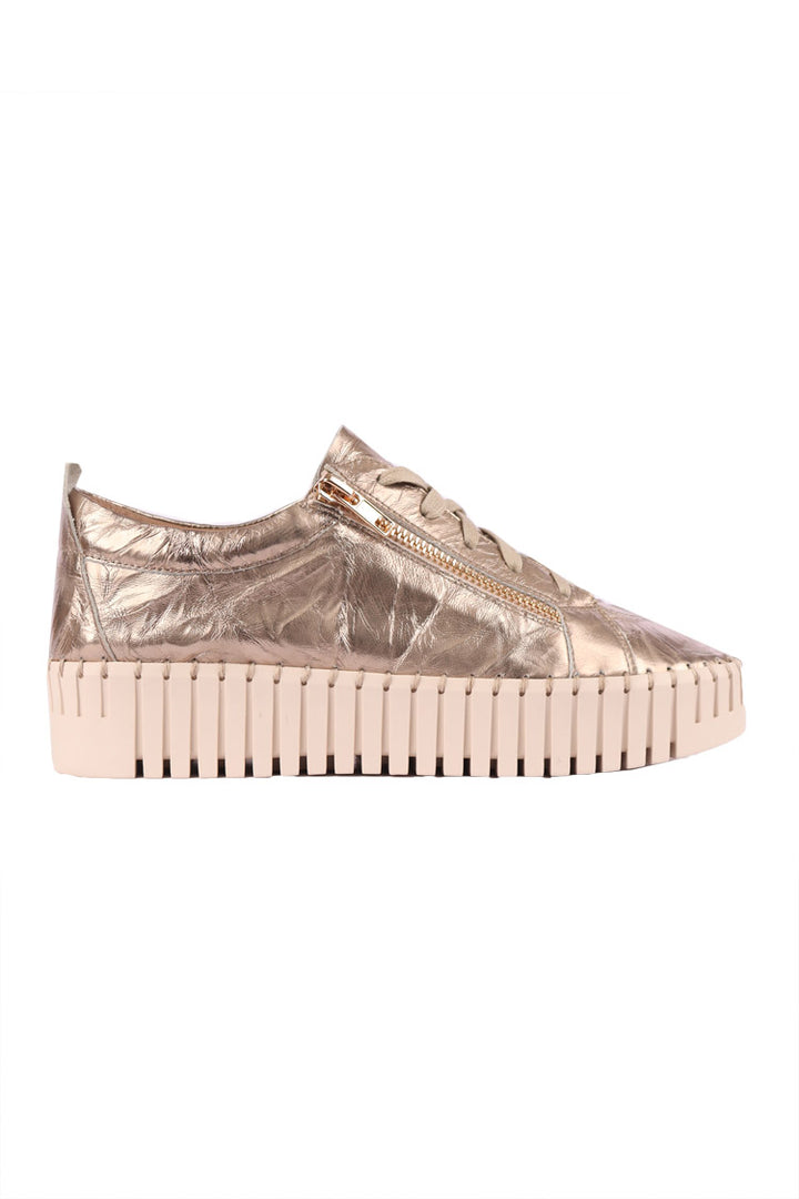 Bump Shine Leather Sneaker in Champagne